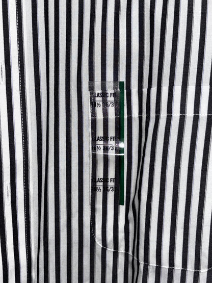 Chaps Black White Striped Button Down Long Sleeve Shirt Men size 18.5 36-37