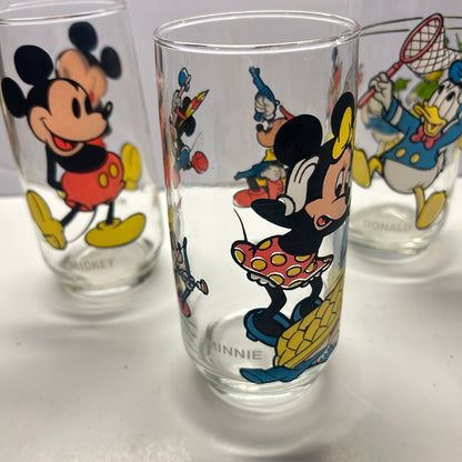 Vintage Disney Characters Micky and Friends Glasses 12oz (Set of 5)