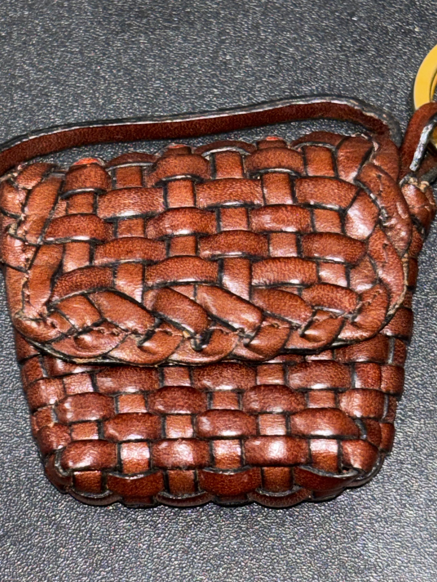 Talbots leather basket weave mini coin purse