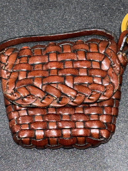 Talbots leather basket weave mini coin purse
