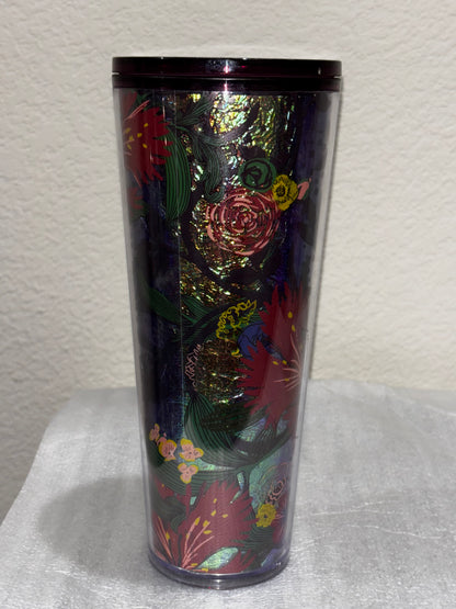 Starbucks Multicolor Floral Metallic Travel Cup size 24oz