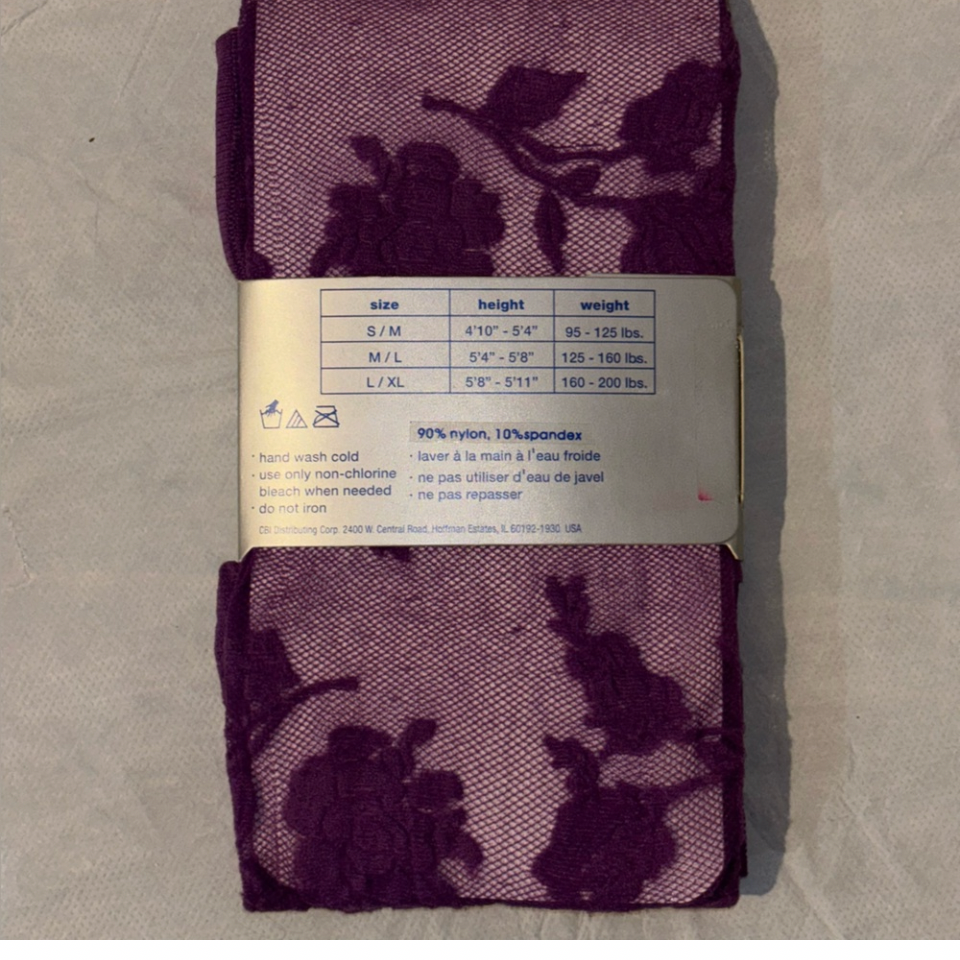 Purple floral pattern pantyhose by Icing size large/XL