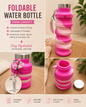 Pink and White Folding Water Bottle 500ml capacity