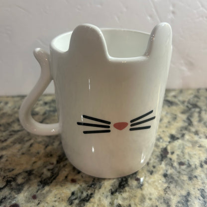 Cat Mug White with Whisker Design