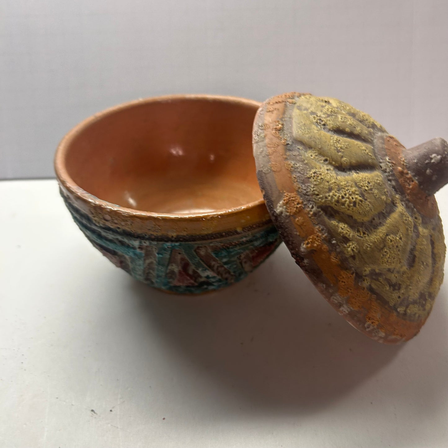 Mid Century Modern Italian Pottery with Lava Glaze