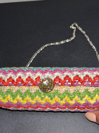 Miztique Multicolor Shoulder Handbag with Silver Chain Strap