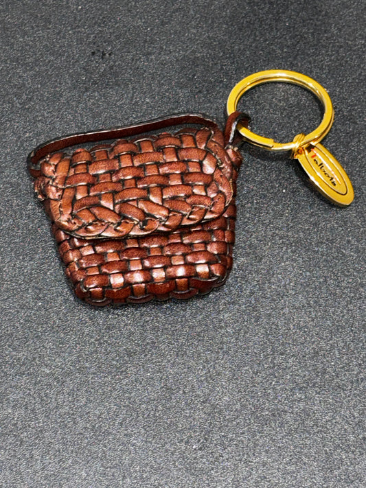 Talbots leather basket weave mini coin purse
