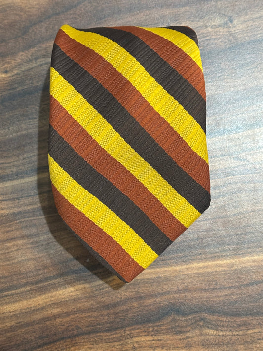 The Men’s Store Yellow, Brown, Black Striped Tie 56”