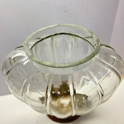 Glass Balloon Shaped Vase With Rustic Pedestal Base