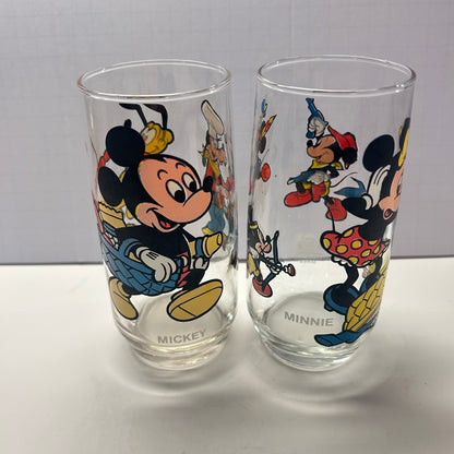 Vintage Disney Characters Micky and Friends Glasses 12oz (Set of 5)