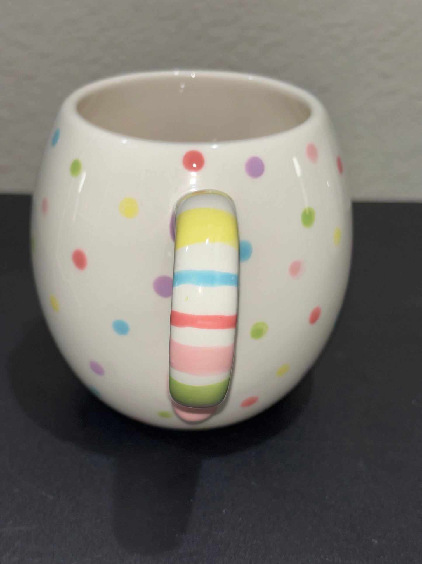 Polkadot with stripe handle pastel color mug ￼