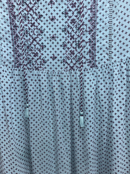 Boho Teal Navy Blue Midi Dress by Time Tru