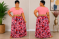 Pink Floral Design Maxi Dress. Women’s size 1X
