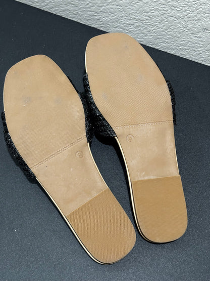 Serra Women’s Black Sandals with Weave and Buckle Design