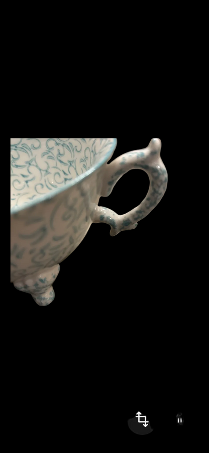 Anthropology Blue and White Footed Tea/Coffee Cup