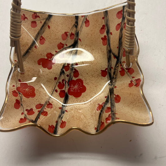 Asian delicate trinket dishes with handle set of 2