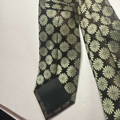 Brown and Mint Green Floral Design Men’s Tie