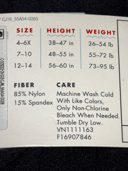 Cat and Jack Girls Black Tights size 7-10