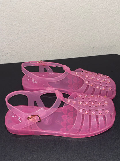 Pink With Rhinestone Design Jelly Shoes size 4 by Wonder Nation