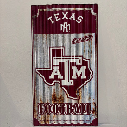 Texas A&M Rustic Football Wall Decor 12x21 inches