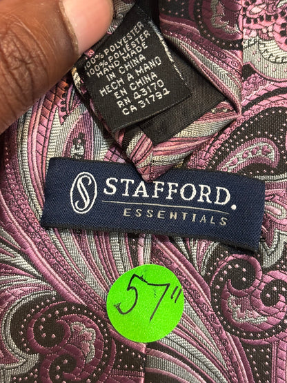 Stanford Essentials 57” 100% Polyester Black  Lavender Blue Pink Tie