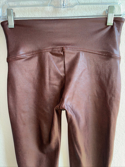 Spanx faux leather brown leggings size medium women’s