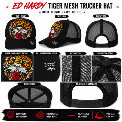 Ed Hardy Black Trucker Hat