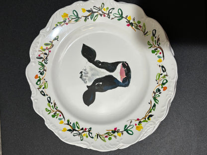 Farmhouse Farm Animal Dinner Plates set of 4 Plates  Rooster Cow Lamb Goat 8”