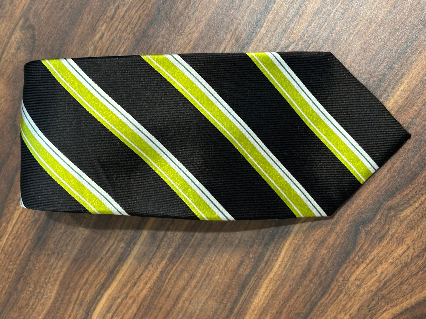 Countess Mara Black w/ Green and White Stripes Tie 58” 100% Silk