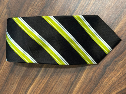 Countess Mara Black w/ Green and White Stripes Tie 58” 100% Silk