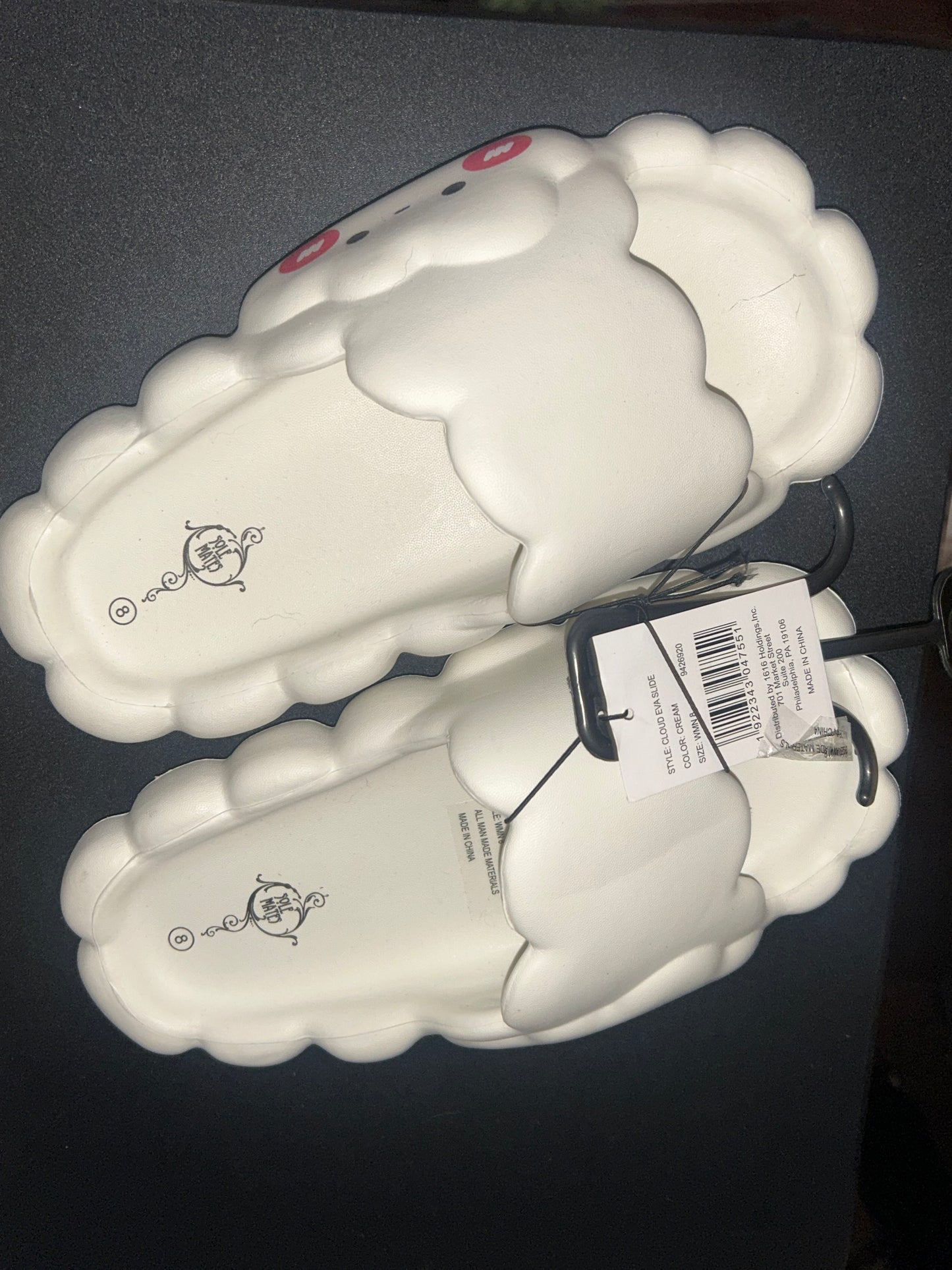 Solemates White Cloud Design Slides women size 8
