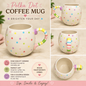 Polkadot with stripe handle pastel color mug ￼