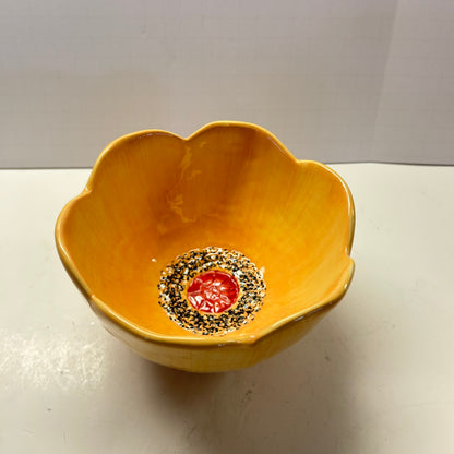 Yellow Floral Design Decorative Bowl 8"