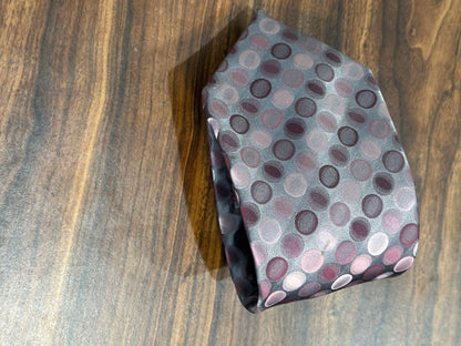 Alfani Gray w/ Pink Dots Tie 100% Silk 57”