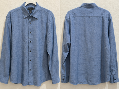 Banana republic men’s 100% linen blue long sleeve button up shirt size large