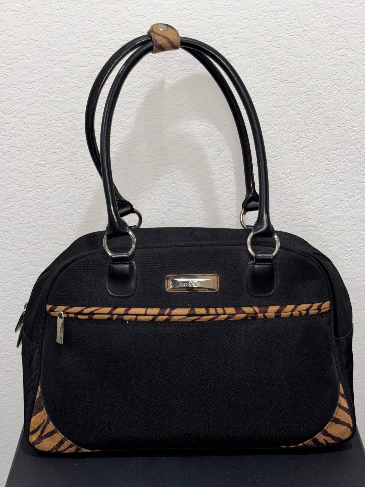 Nine West Black and Animal Print Carry-on Overnight, travel bag
