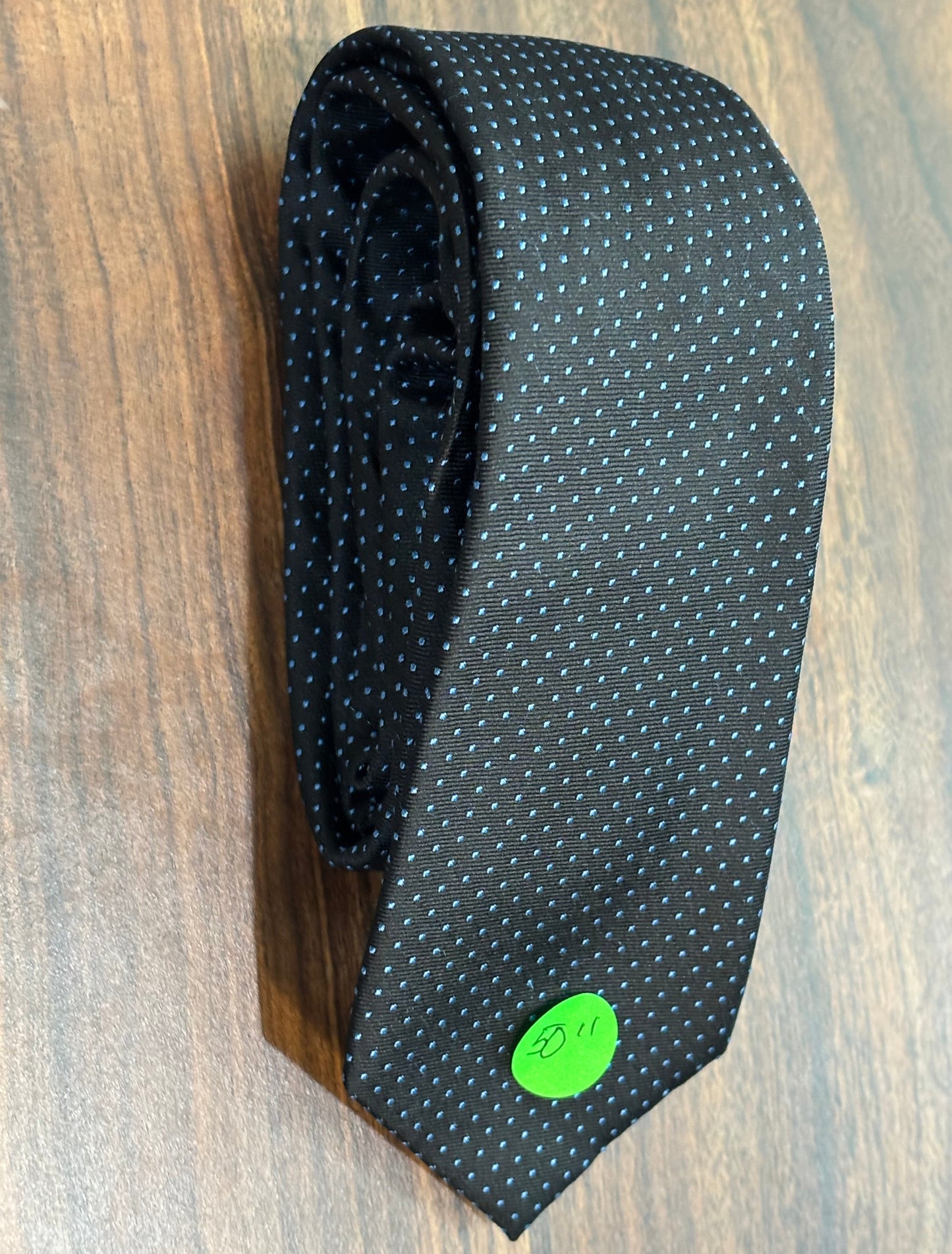 Black w/ Polka Dots Tie 100% Silk 50”