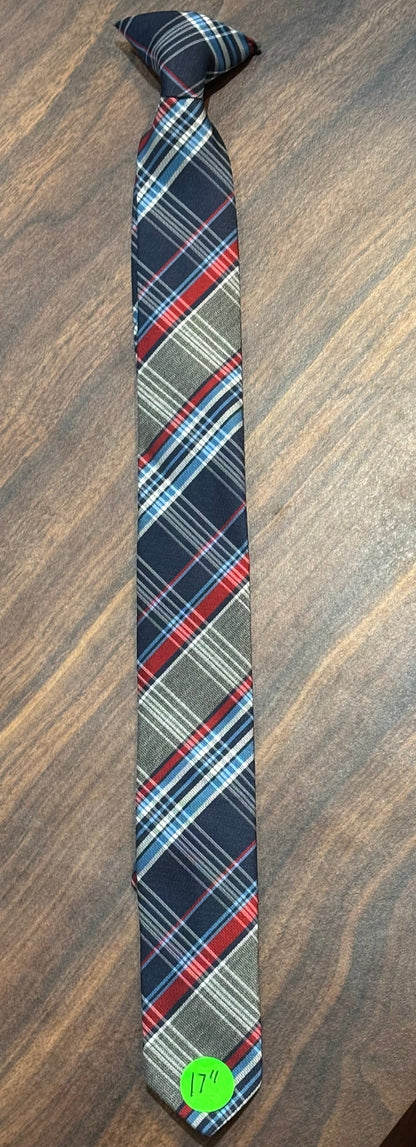 Boys Snap On Bow Tie w/ Plaid Design Tie 17”