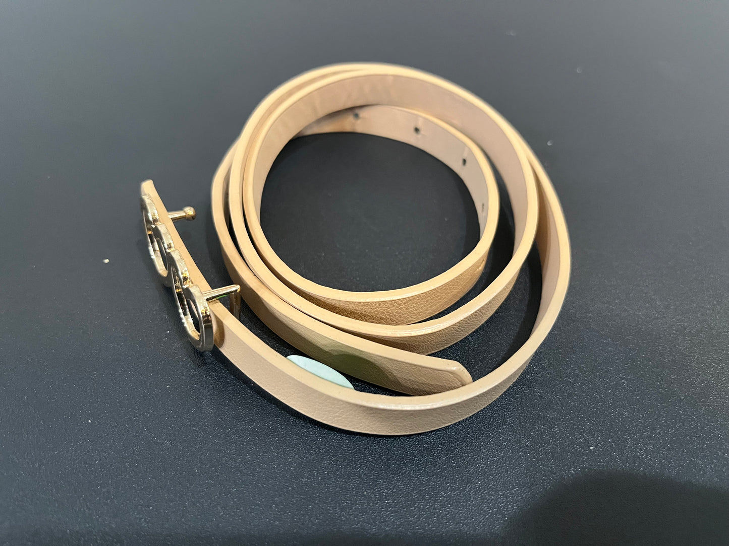 Women's Cream Belt w/ Double Heart Buckle 40”