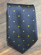 Dark Blue w/ Yellow Polka Dots Tie 100% Polyester 58”