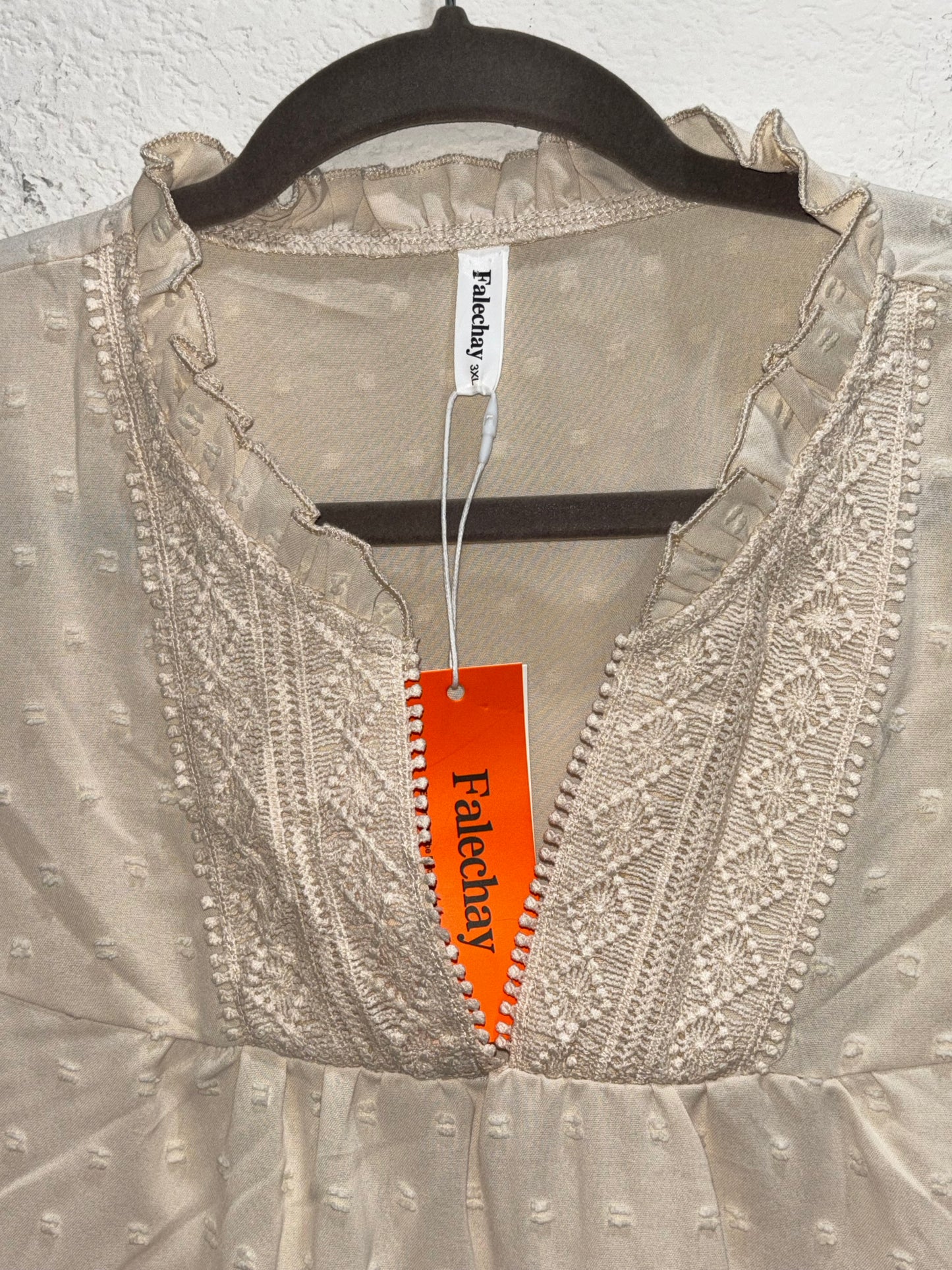 Falechay Women’s Cream Blouse size 3XL