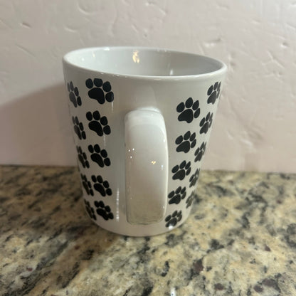 “My Dog Better Than Yours” White Mug With Black Paw Prints