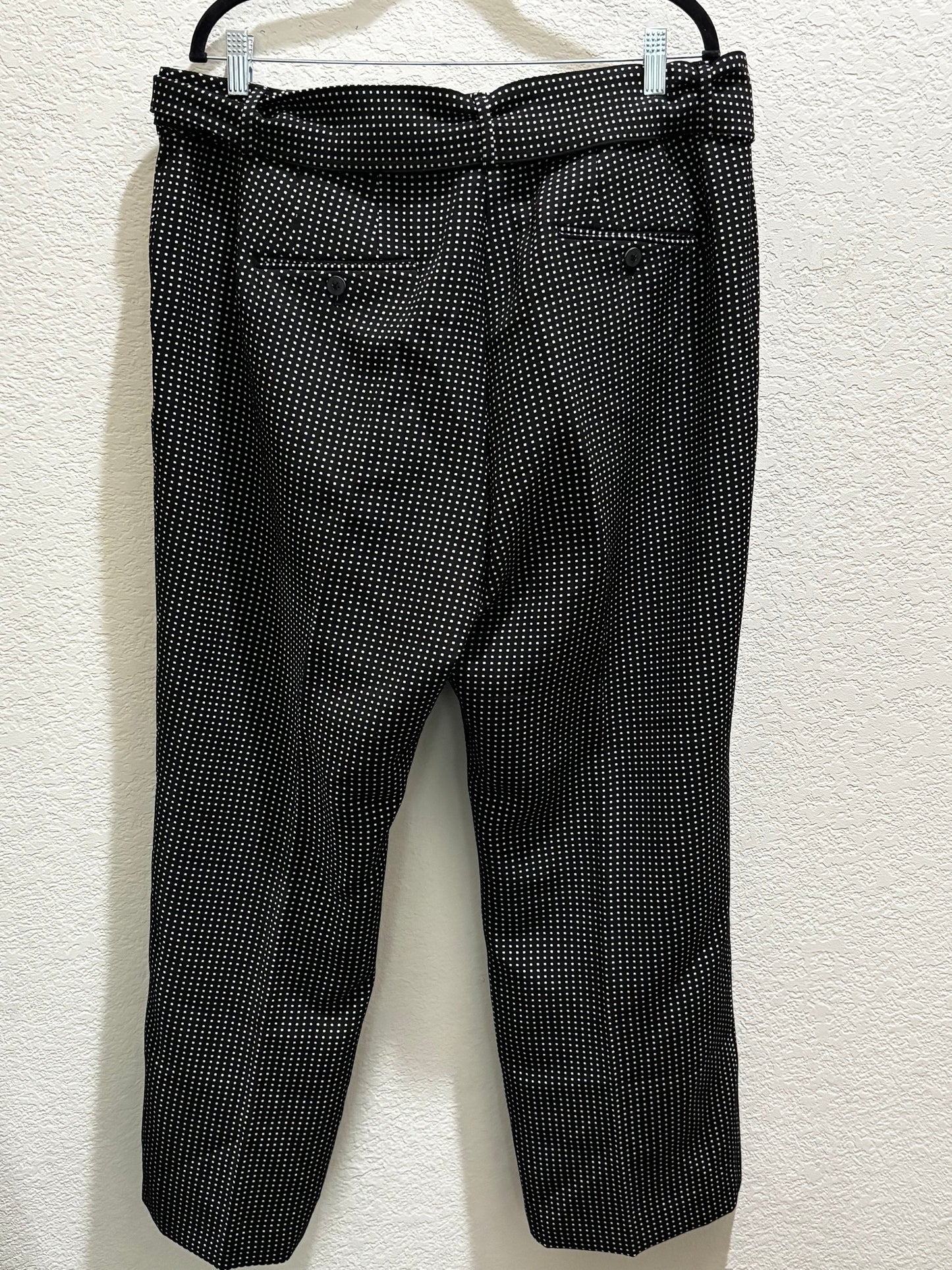 Lane Bryant Black Polka Dot Wide Leg Trouser Pants with Belt size 16