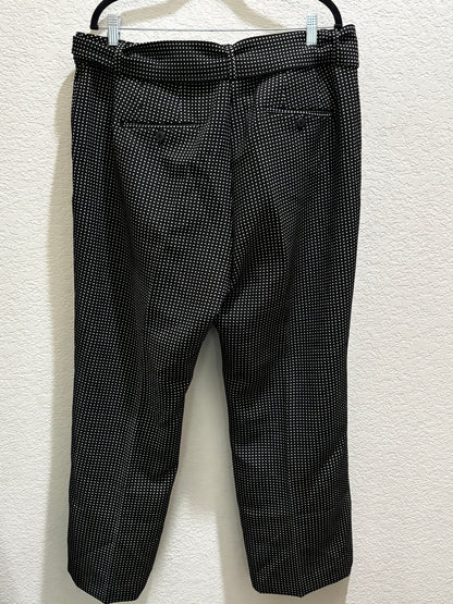 Lane Bryant Black Polka Dot Wide Leg Trouser Pants with Belt size 16
