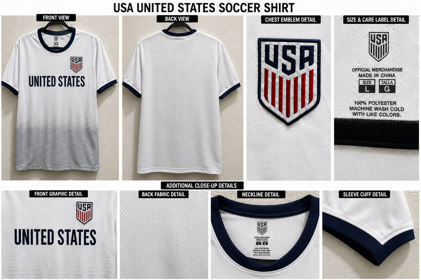 Team USA Unisex Soccer/Futbol Jersey size Large
