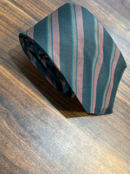 Black Striped Tie 100% Silk 55” handmade in Italy ￼