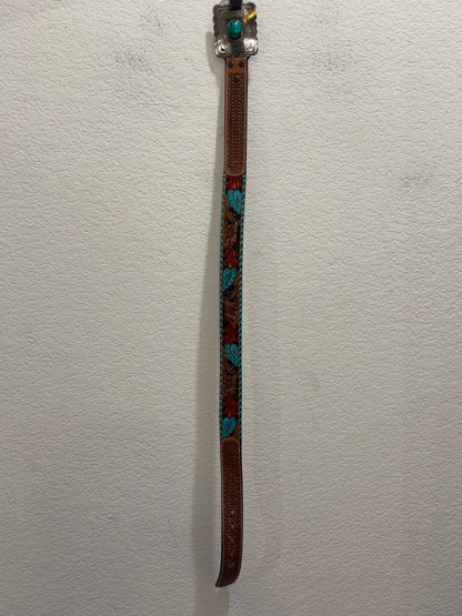 Western Turquoise Brown Tooled Belt by Myra