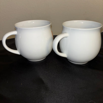 Pottery Barn large White ceramic mugs, set of two “Rudolph” Raindeer