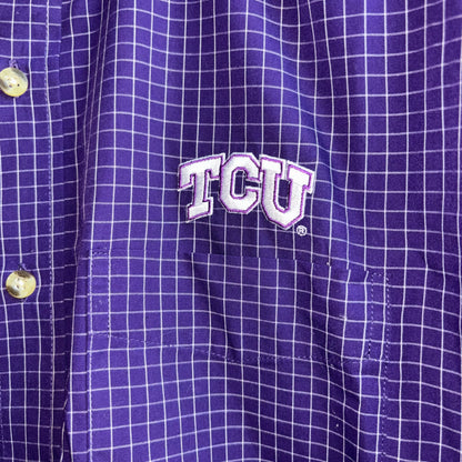 TCU Purple w/ Thin White Lines Long Sleeve Polo