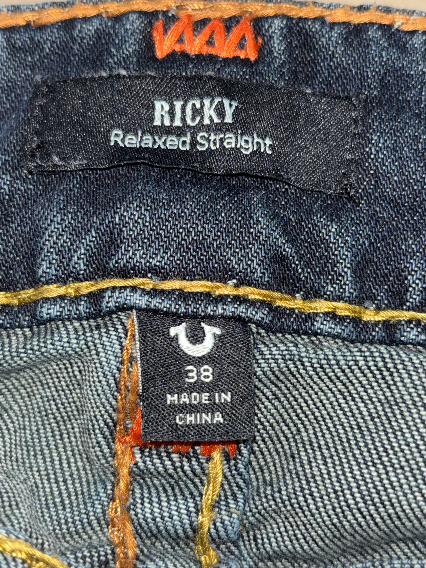 True Religion “Ricky” Relaxed Straight Leg Jeans Size 38